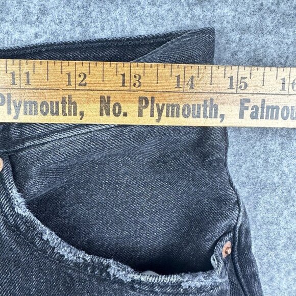 Levis Premium 501 Jeans Womens 29 Faded Black Distressed Studded Crop Big E Rock - Picture 10 of 16